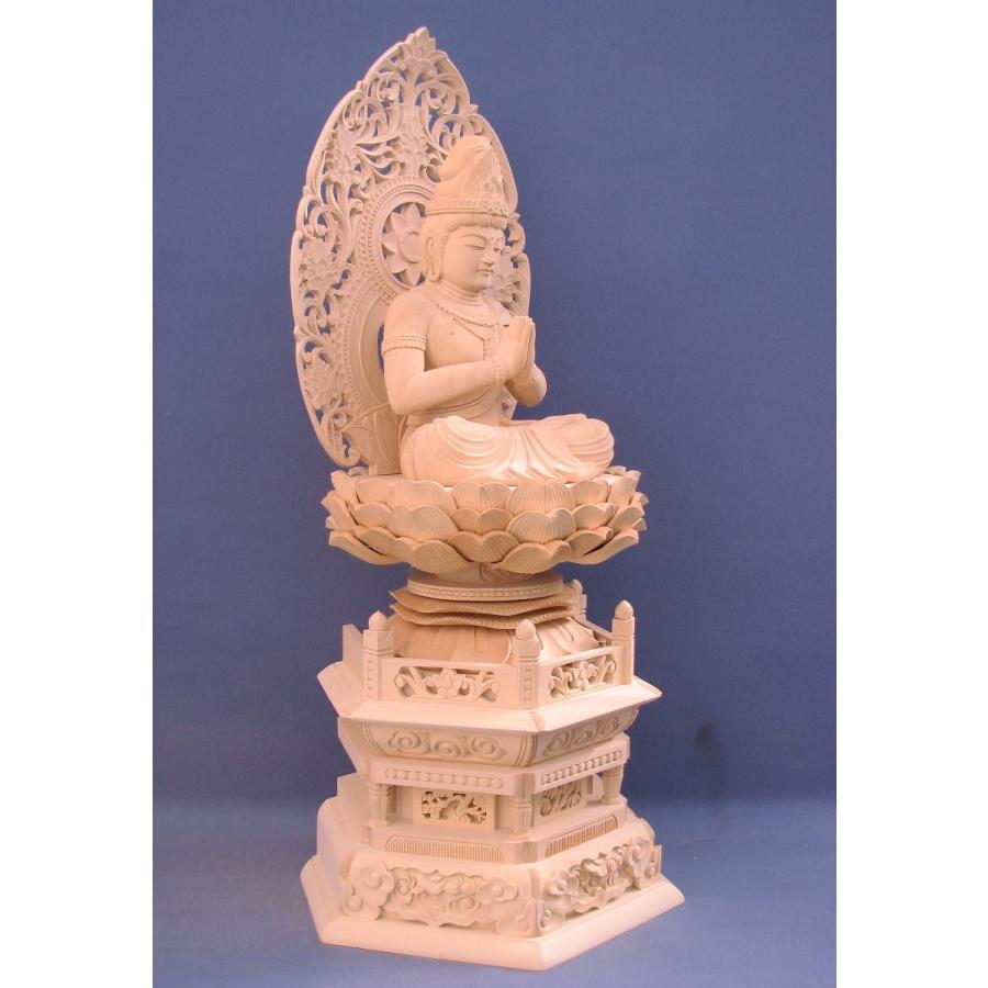 新品 桧木 観音勢至 27cm 仏像木彫り