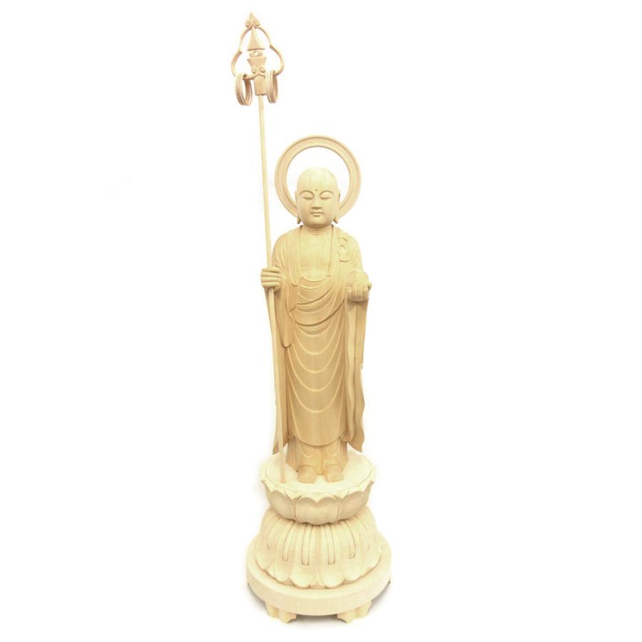 木彫仏像/地蔵菩薩立像身丈1.5尺総高75cm桧木