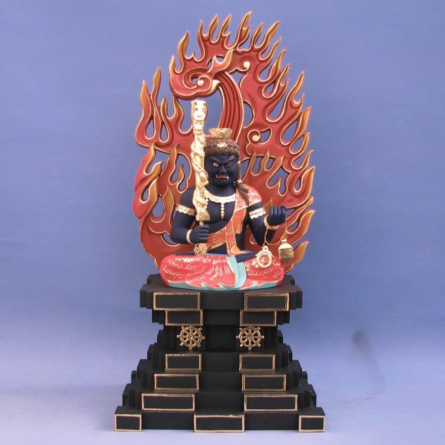 決算特価中 仏像☆楠材 倶利伽羅不動明王77cm☆倶利伽羅剣 彩色不動