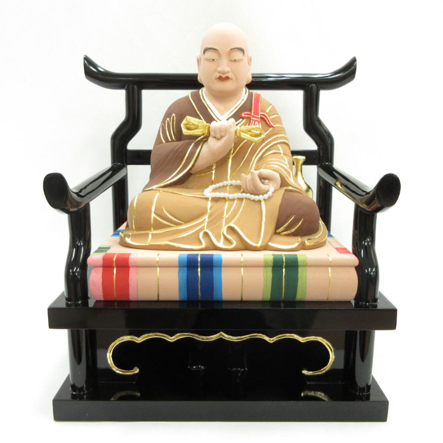 仏像 弘法大師 座像 5.0寸 低台 桧木彩色 空海 真言宗 真言三尊