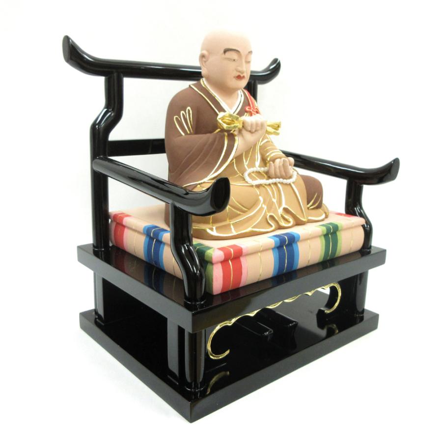 仏像 弘法大師 座像 5.0寸 低台 桧木彩色 空海 真言宗 真言三尊_1