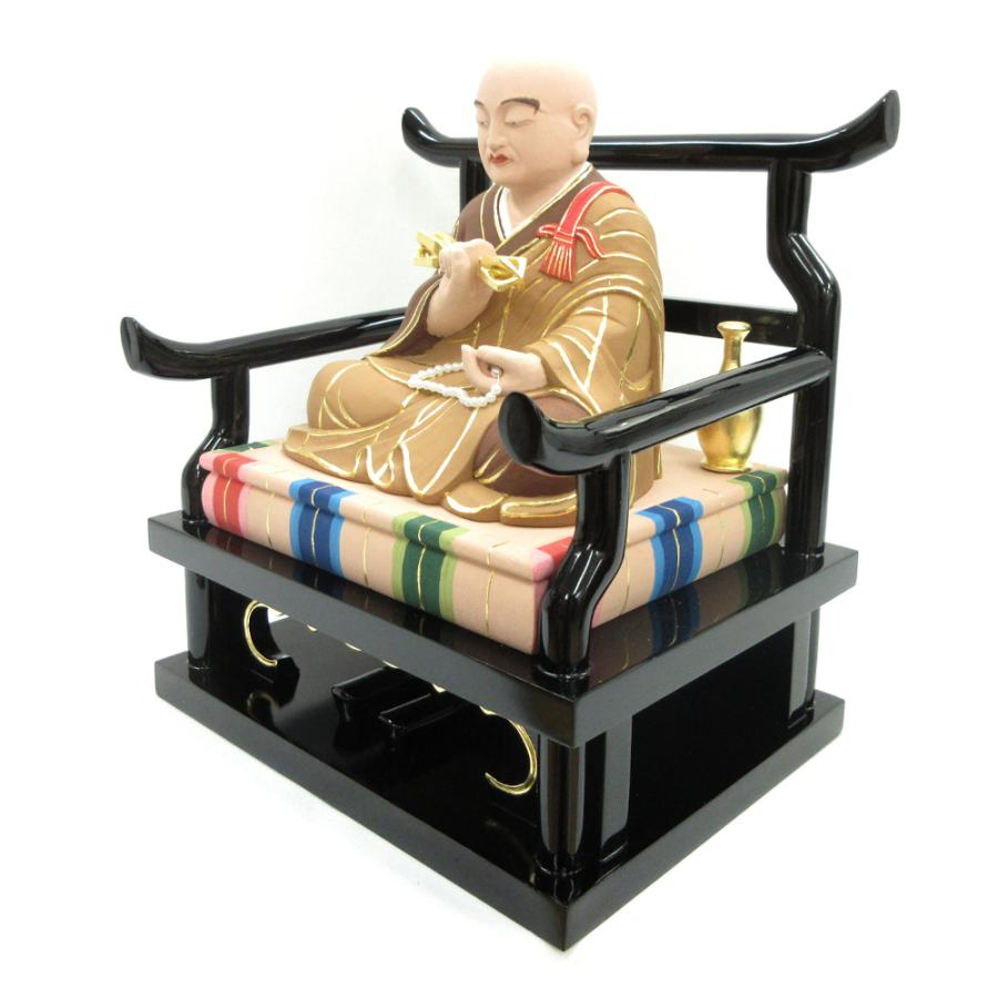 仏像 弘法大師 座像 5.0寸 低台 桧木彩色 空海 真言宗 真言三尊_2