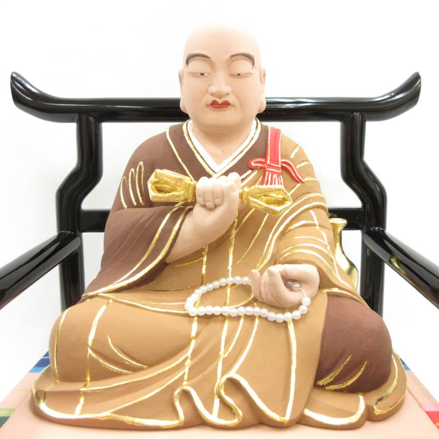 仏像 弘法大師 座像 5.0寸 低台 桧木彩色 空海 真言宗 真言三尊_4