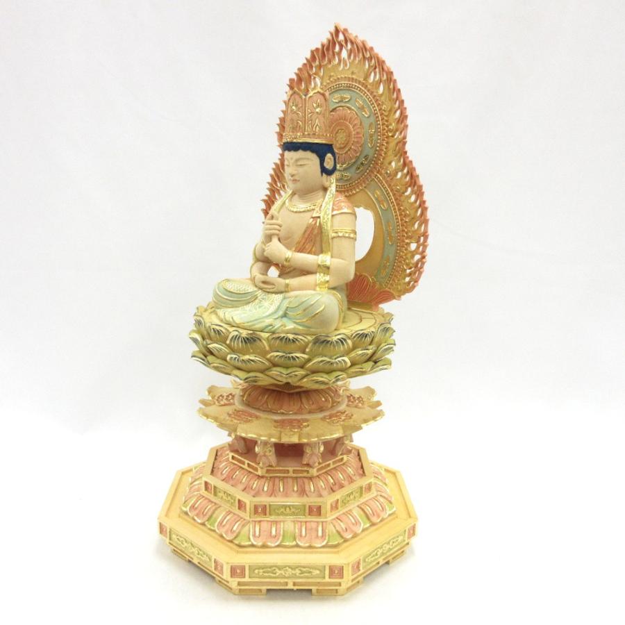 仏像 大日如来 座像 金胎両部 胎内五輪塔 4.0寸 火炎光背 八角台 桧木