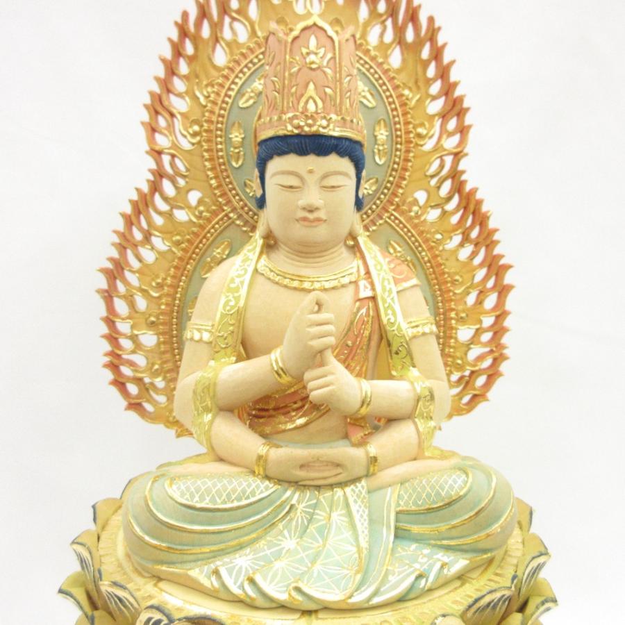 仏像 大日如来 座像 金胎両部 胎内五輪塔 4.0寸 火炎光背 八角台 桧木