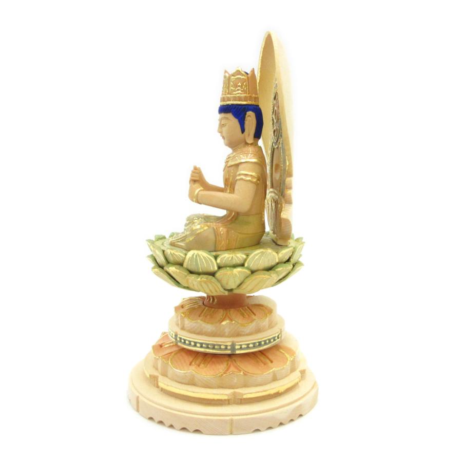 仏像 大日如来 座像 金剛界 智慧 2.0寸 日輪光背 円台 桧木彩色 真言宗