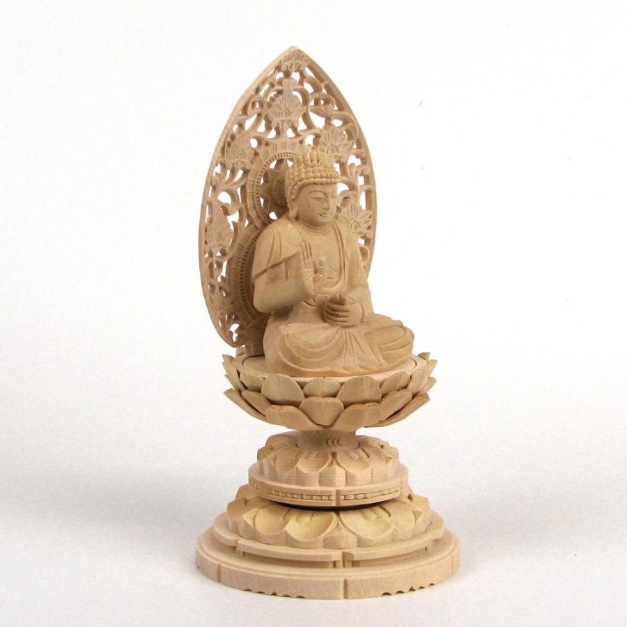 仏像 不空成就如来 座像 2.0寸 草光背 円台 桧木 五智如来