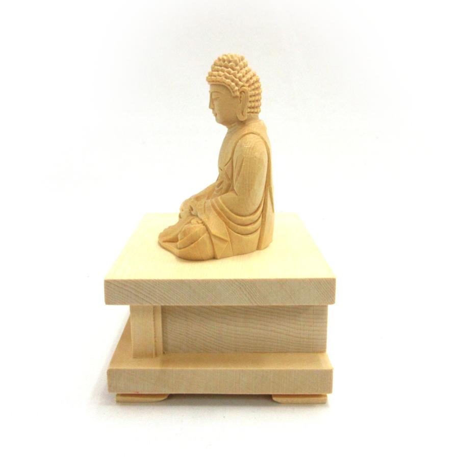 仏像 阿弥陀如来 阿弥陀如来像 座像 身丈2.0寸 総高13cm 四角台 桧木 木彫り 木製 仏壇用 ご本尊 浄土宗 天台宗 時宗 仏具 檜 ヒノキ_3