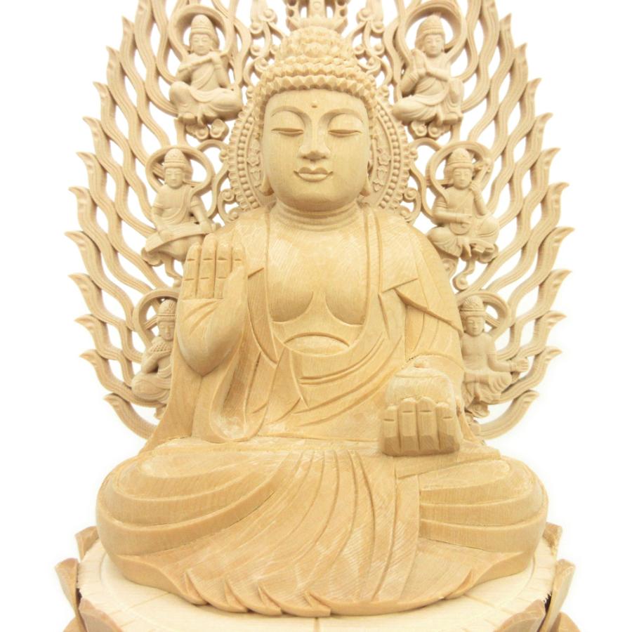 仏像 薬師如来 座像 3.5寸 飛天光背 八角台 桧木 薬師如来像 お薬師さま お薬師さん_4