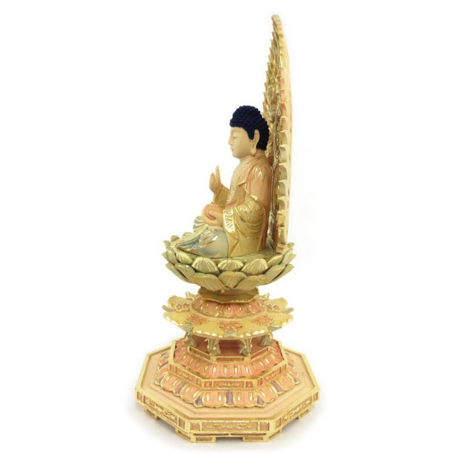 仏像 薬師如来 座像 2.5寸 飛天光背 八角台 桧木彩色 薬師如来像 お薬師さま お薬師さん_3