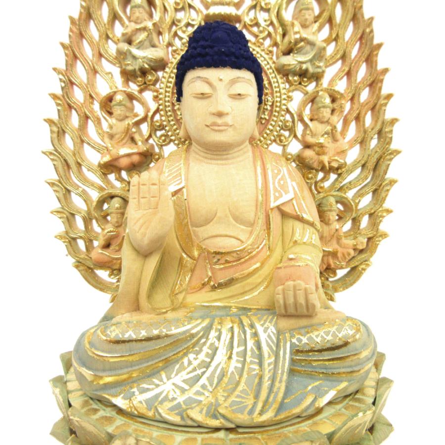 仏像 薬師如来 座像 2.5寸 飛天光背 八角台 桧木彩色 薬師如来像 お薬師さま お薬師さん_4