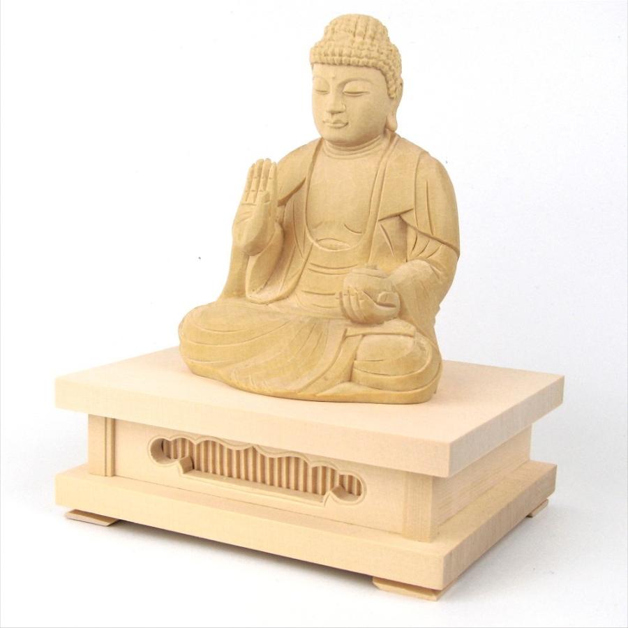 仏像 薬師如来 座像 3.5寸 四角台 桧木_1