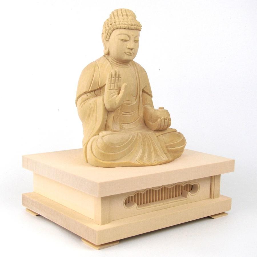 仏像 薬師如来 座像 3.5寸 四角台 桧木_2