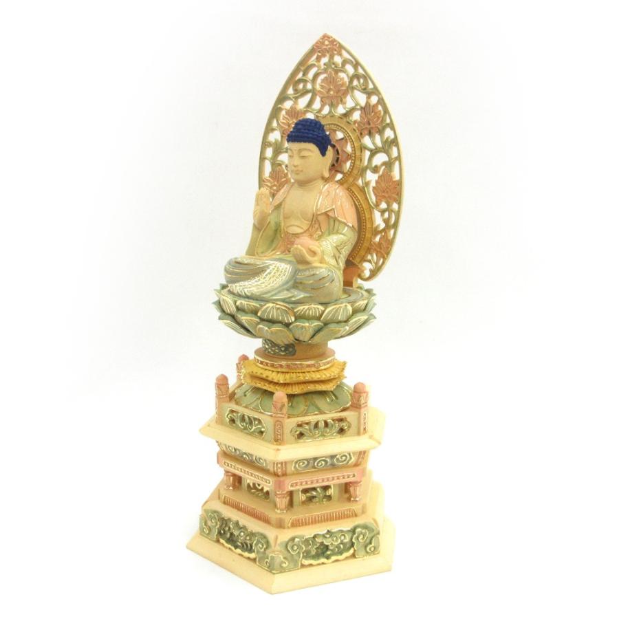 仏像 薬師如来 座像 2.5寸 草光背 六角台 桧木彩色切金 : 栗田こだわり