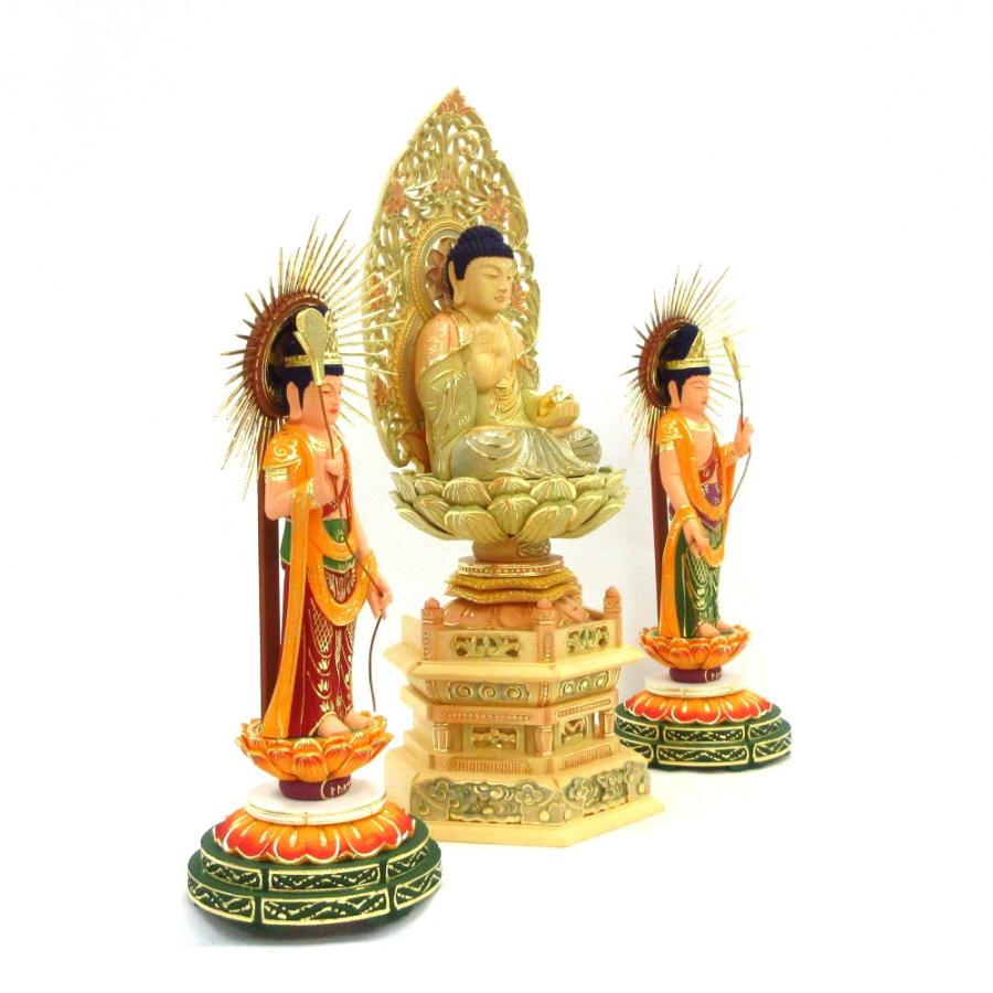 仏像 薬師三尊 （薬師3.5寸、日光月光5.0寸） 桧木彩色 薬師如来 日光菩薩 月光菩薩_2