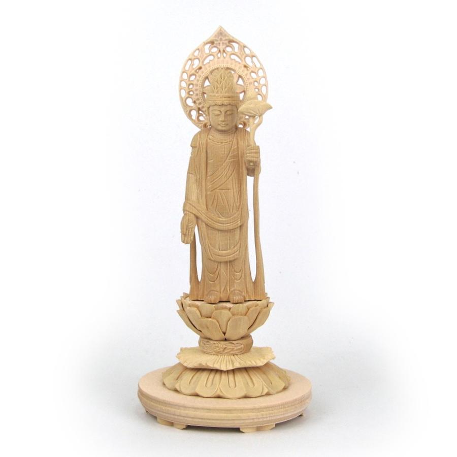 仏像 聖観音菩薩 立像 3.0寸 宝珠光背 円台 桧木 桐箱付き 観世音菩薩 観自在菩薩 六観音 観音像_2