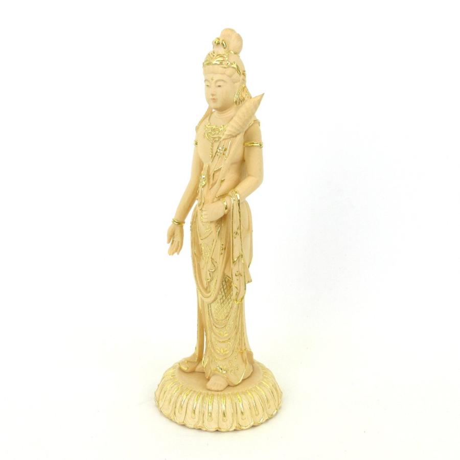 仏像 聖観音菩薩 立像 総高25cm 桧木切金付 観世音菩薩 観自在菩薩 六