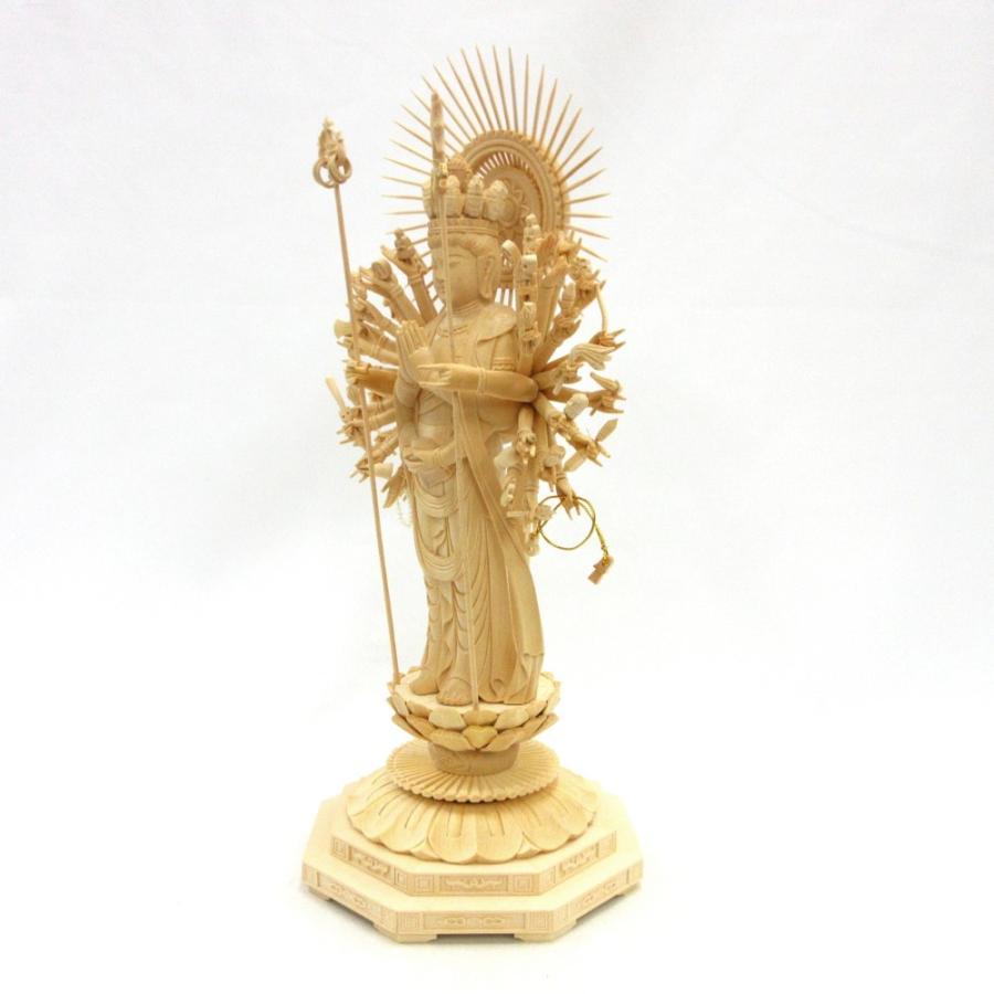 仏像 千手観音菩薩 立像 6.0寸 円光背 八角台 桧木 観音菩薩 六観音 観