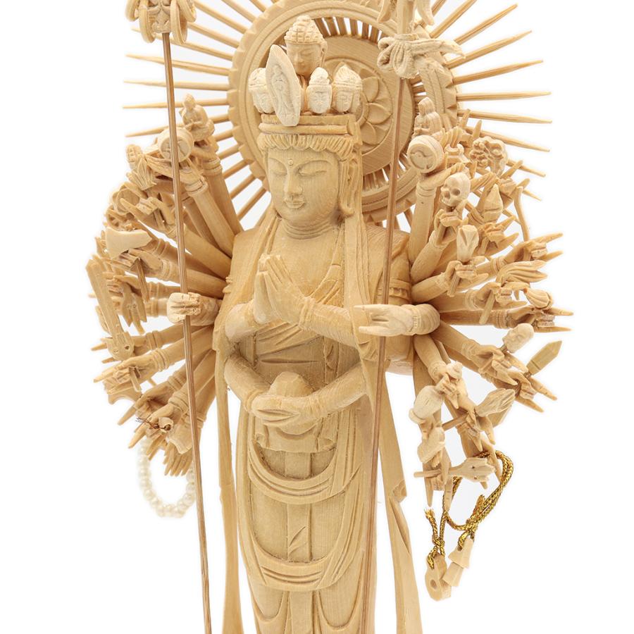 仏像 千手観音菩薩 立像 4.0寸 円光背 八角台 桧木 観音菩薩 六 仏像 千手観音菩薩 立像 4.0寸 円光背 八角台 桧木 観音菩薩 六