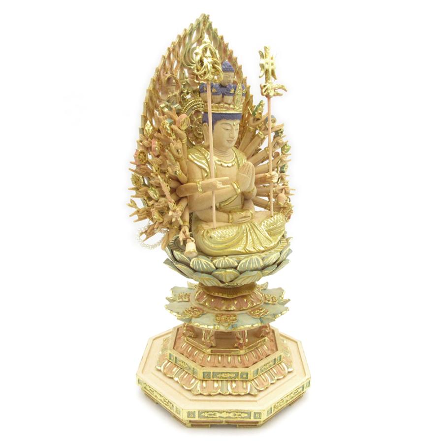 黄楊　２.５寸　千手観音　仏像 030 檜一杢彫り「千手観音菩薩像」 ー 三宝堂オンラインショップ