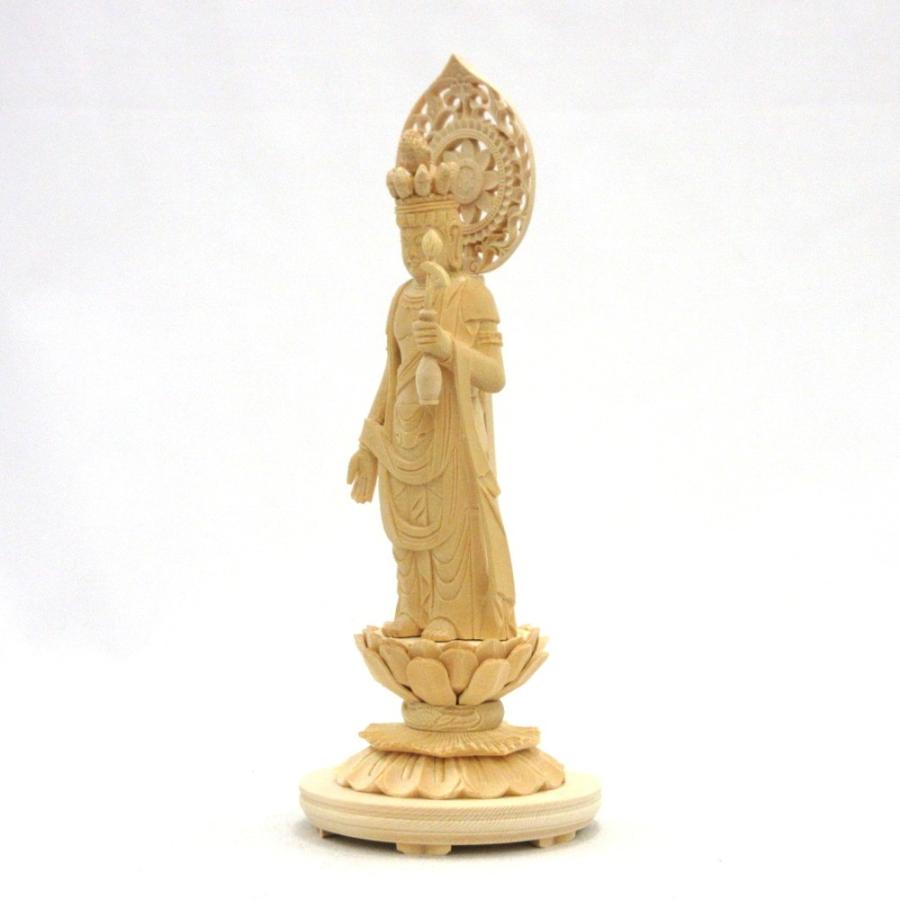 仏像 十一面観音菩薩 立像 4.0寸 宝珠光背 円台 桧木 六観音