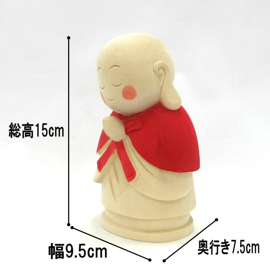 木彫仏像 お地蔵さん 総高15cm 3体セット 桧木一部彩色の画像