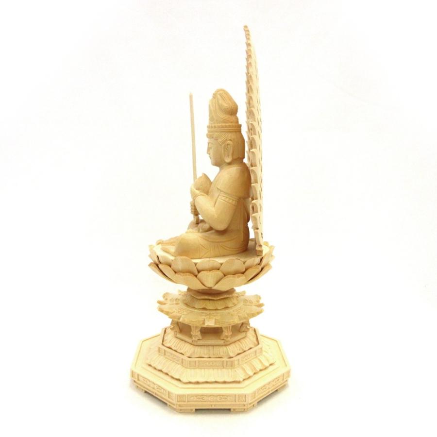 仏像 虚空蔵菩薩 座像 宝珠持ち 3.5寸 飛天光背 八角台 桧木 守り本尊 うし年 とら年 守護本尊_3