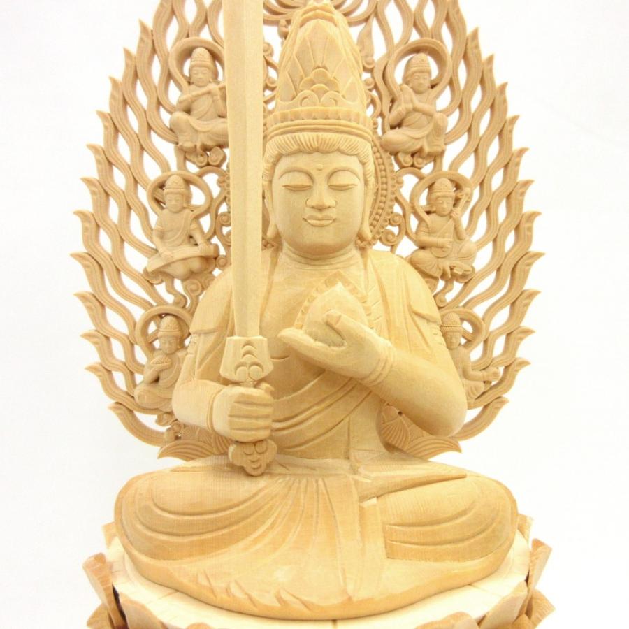 仏像 虚空蔵菩薩 座像 宝珠持ち 3.5寸 飛天光背 八角台 桧木 守り本尊 うし年 とら年 守護本尊_4