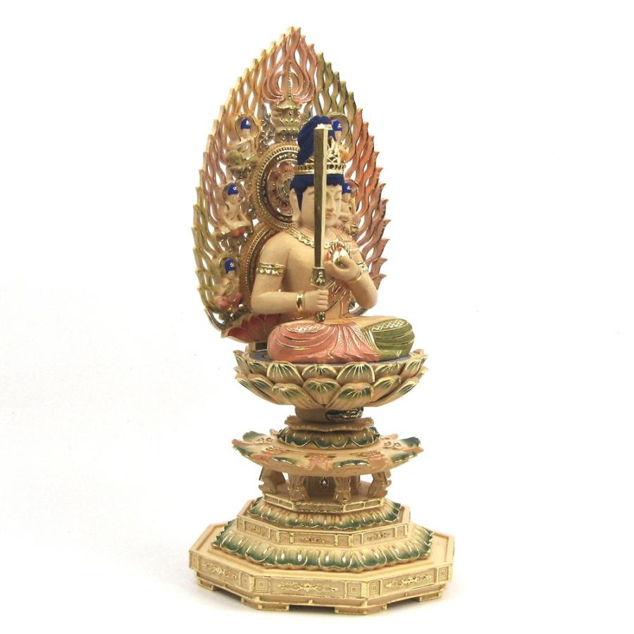 仏像 虚空蔵菩薩 座像 宝珠持ち 3.0寸 飛天光背 八角台 桧木彩色 仏像 虚空蔵菩薩 座像 宝珠持ち 3.0寸 飛天光背 八角台 桧木彩色