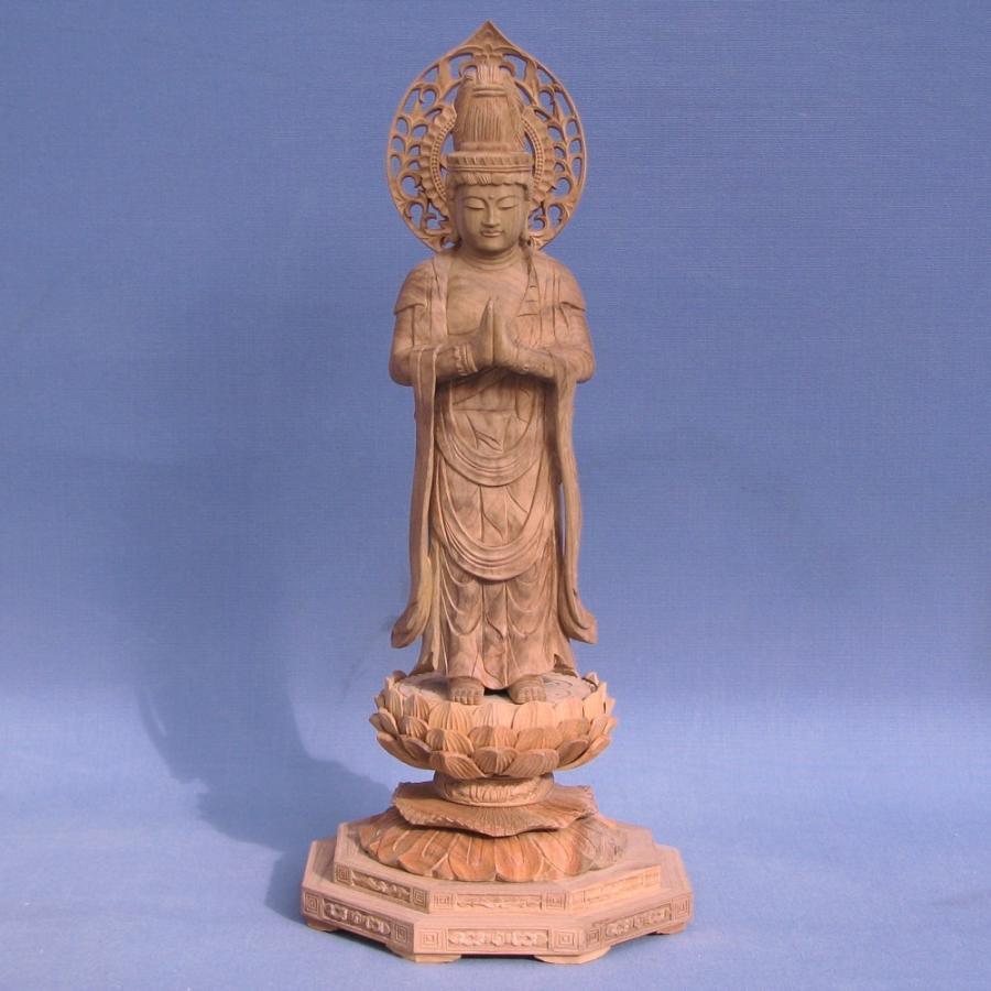 仏像 勢至菩薩 立像 5.0寸 宝珠光背 八角台 白檀 守り本尊 守護本尊 午（うま）年生まれ