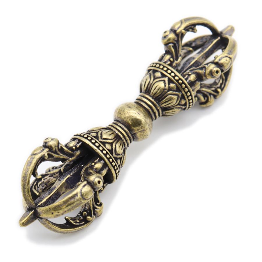 黄銅製仏具 法器 五鈷杵 金剛杵 9cm 金属製 降魔杵 真鍮 密教法具 仏教