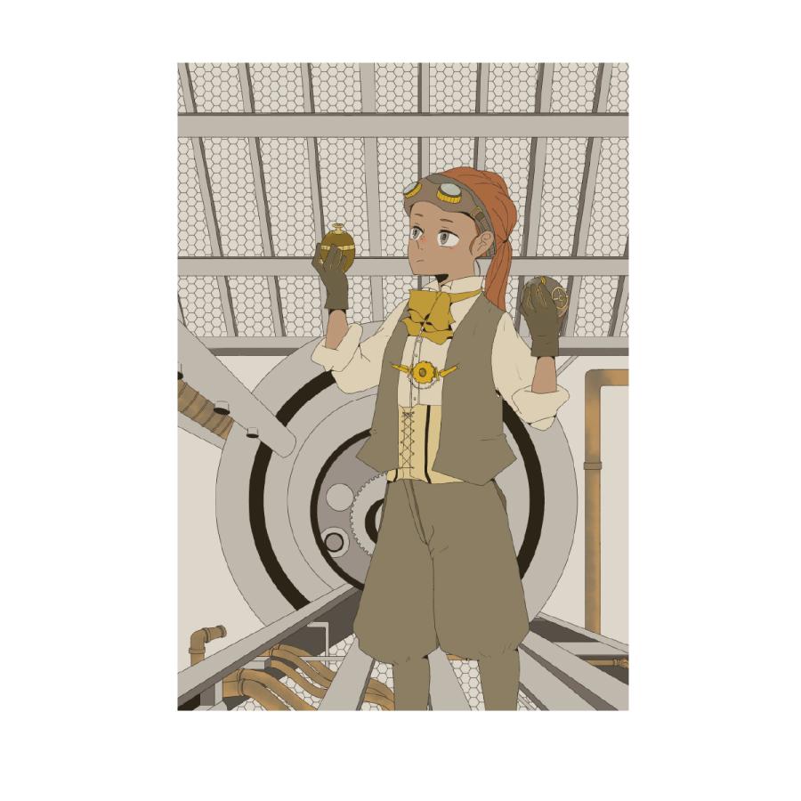 Tシャツ 白 Mサイズ 半袖 イラストプリント スチームパンク少女 豆球 |  | 03