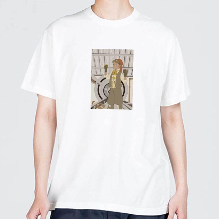 Tシャツ 白 Mサイズ 半袖 イラストプリント スチームパンク少女 豆球 |  | 04