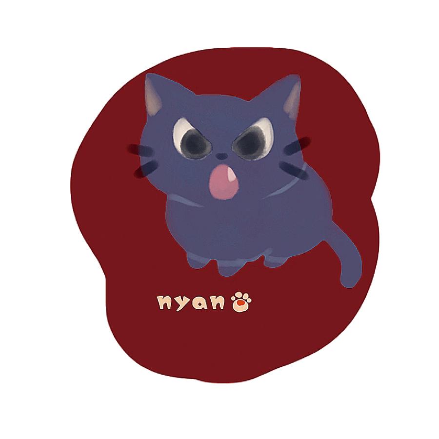 Tシャツ 白 Mサイズ 半袖 イラストプリント nyan 豆球 猫