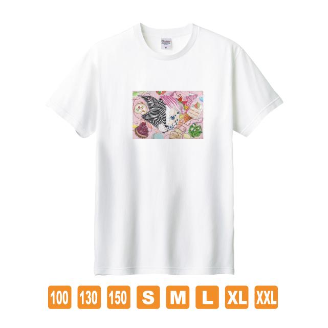 Metamorphose 白 おかしなせかい イラストプリント 半袖 Tシャツ