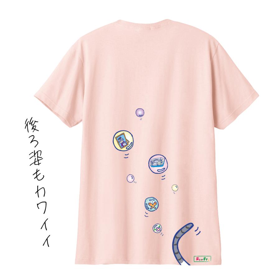 半袖 カラー Tシャツ ネコ イラストプリント シャボン玉ごんさん