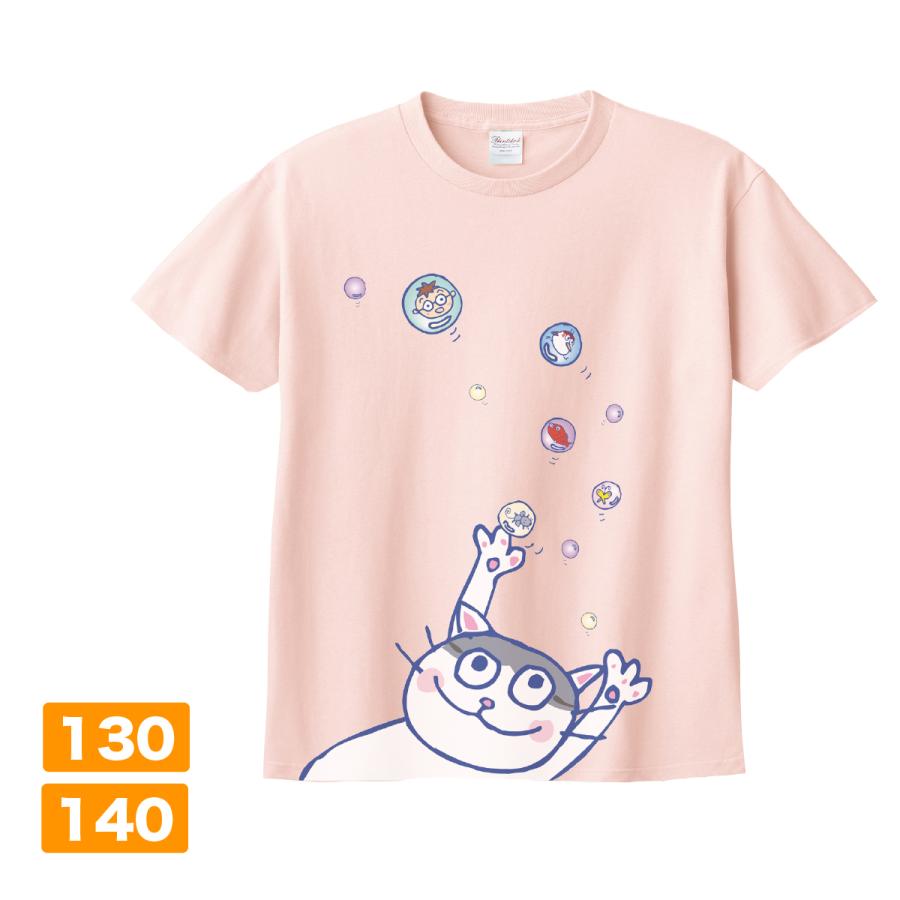 子ども服 半袖 カラー Tシャツ ネコ イラストプリント シャボン玉ごん