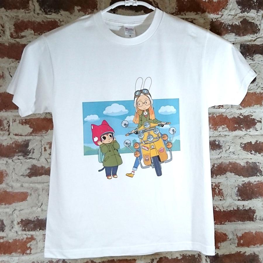 モッズスクーター ホワイト サナダシン オリジナルイラスト Tシャツ