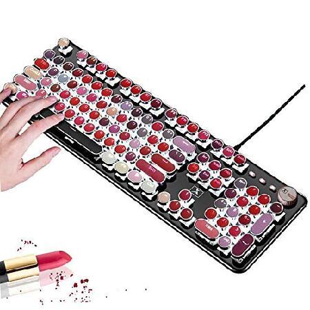 クリスマスファッション キーボード レトロ タイプライタースタイル キーボード ゲーム メカニカル 送料無料口紅 ホワイト 好評販売中 ブルー アンチゴースト 104キー バックライト Led キーボード Populationmalawi Org