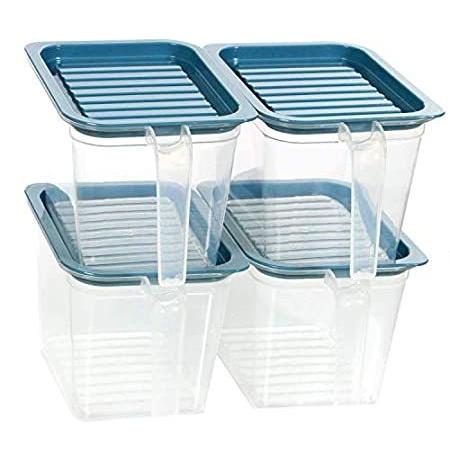 在庫限り 特別価格食品保存容器容器 ハンドル蓋付き 1クォート 4個積み重ね可能 Bpaフリー キッチン冷蔵庫用パントリー容器 シリアル小麦粉砂糖保存 ブルー 好評販売中 全ての Istx Edu Ec