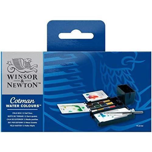 ウィンザー&ニュートン 水彩絵具 ウィンザー&ニュートン コットマンウォーターカラー 12色セット フィールドボックス ハーフパン 1890