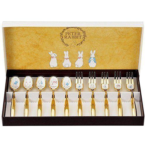 アサヒ ピーターラビット 七宝スプーン・フォーク(金仕上)10本セット PR-0155