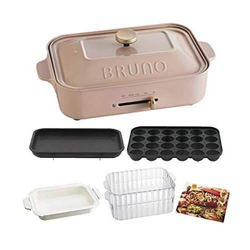 Shop コンパクトホットプレート プレート3種 たこ焼き Kuros 本体 Bruno プレート3種 たこ焼き スチーマー Kuros ブルーノ レシピブック付き コンパクトホットプレート 平面 ピン セラミックコート鍋
