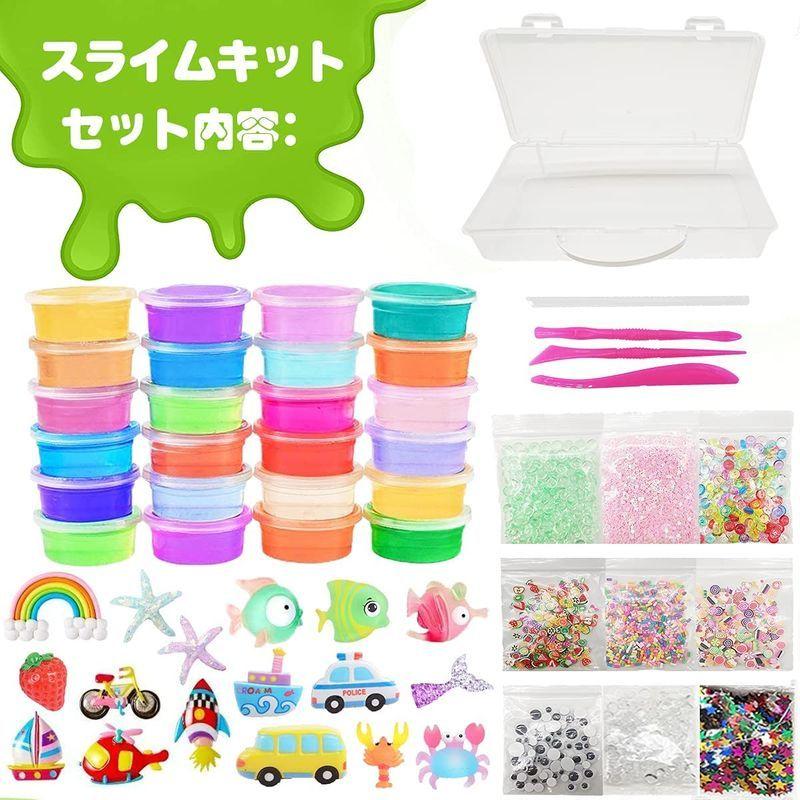 La Gacela スパンコール 金魚鉢ビーズ キット 18個水晶粘土 スライム 24ボトル