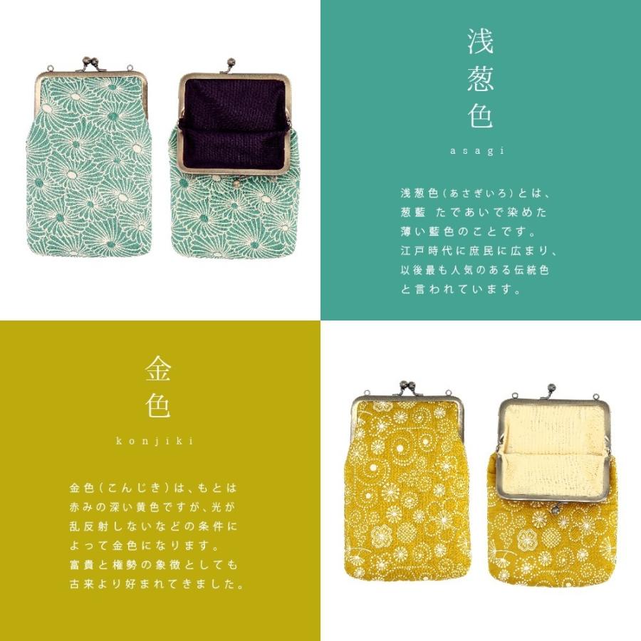 京都くろちく ふくれ織 スマホがま口ポーチ ※ショルダー紐は別売です