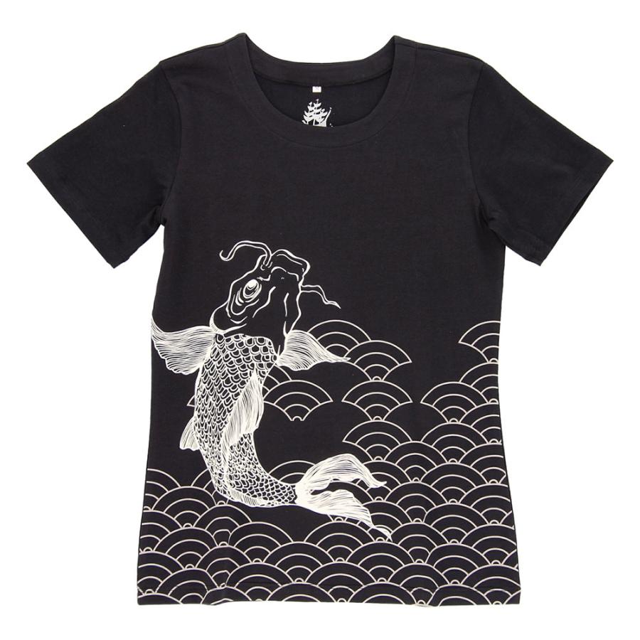 京都くろちく kurofuneTシャツ・鯉の滝登り・黒・京都くろちく