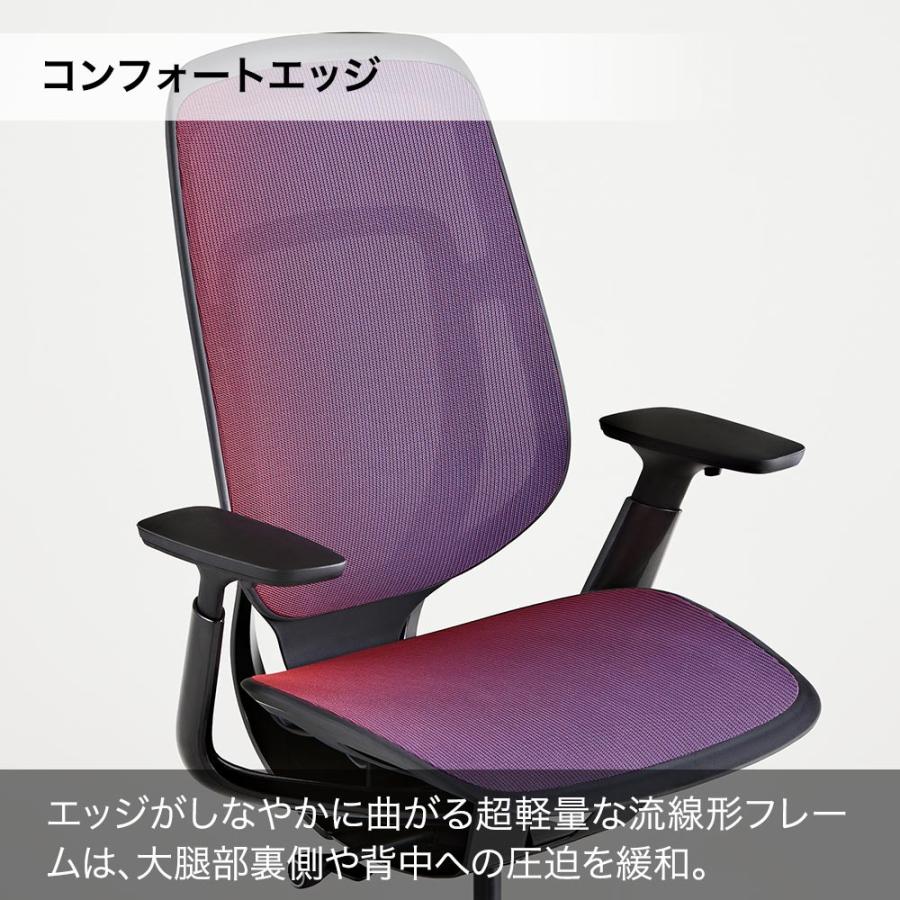 Karman [ Black × Black ] 半透明なメッシュ張地 スチールケース カーマン ブラック KR08 4Dアーム ランバーサポート 座面高さ調整可の画像