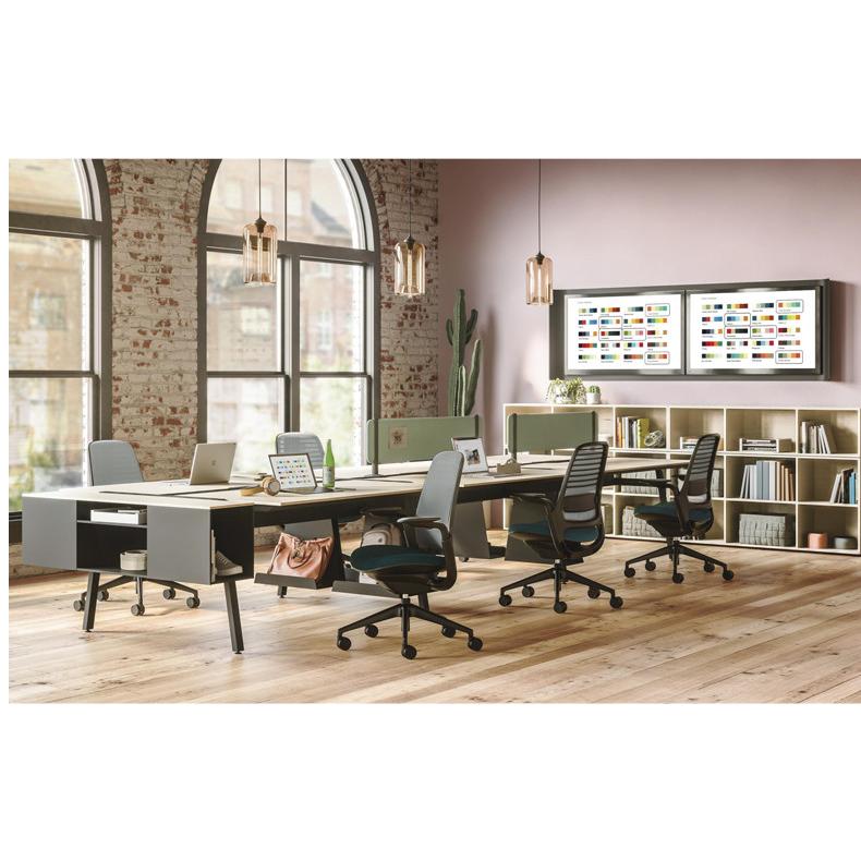 Steelcase Series1 ブラックフレーム 可動アーム・ランバーサポート付き 435A00BA 3Dマイクロニット スチールケース シリーズワンの画像