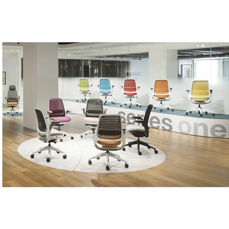 Steelcase Series1 シーガルフレーム 可動アーム・ランバーサポート付き 435A00SA 3Dマイクロニット スチールケース シリーズワンの画像