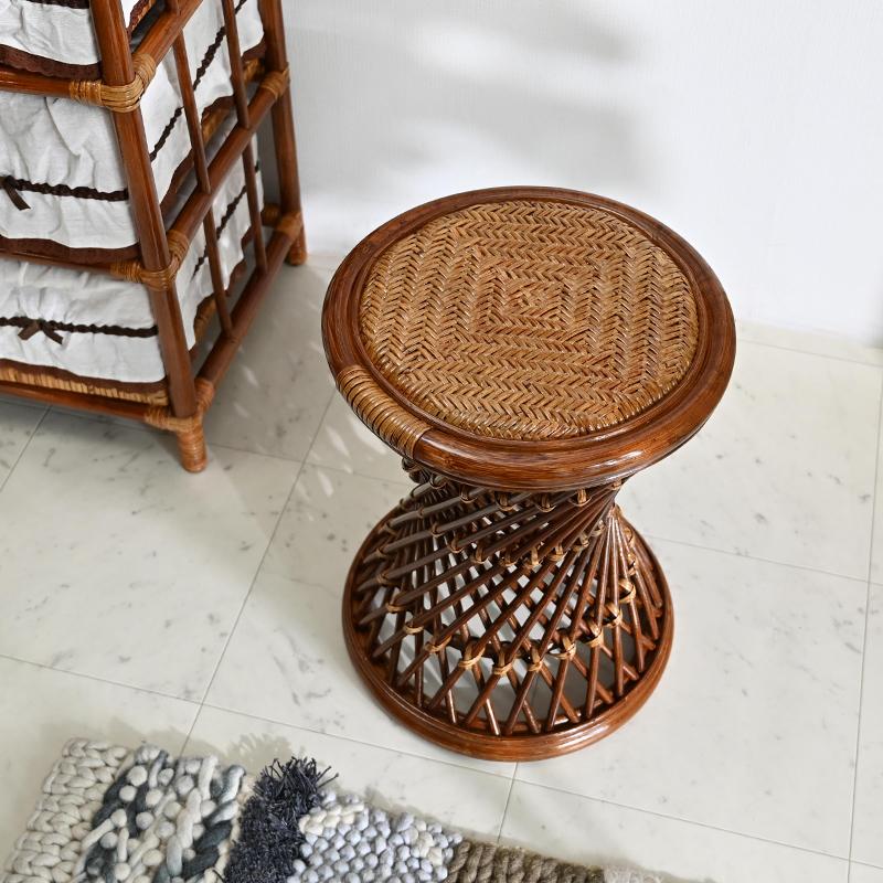 サンフラワーラタン ラタンあじろ編みスツール C4141CR 高さ43cm